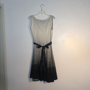 Haani Dresses - Black and White Graduated Haani Dress with Belt Haani Dresses - Black and White Graduated Haani Dress with Belt